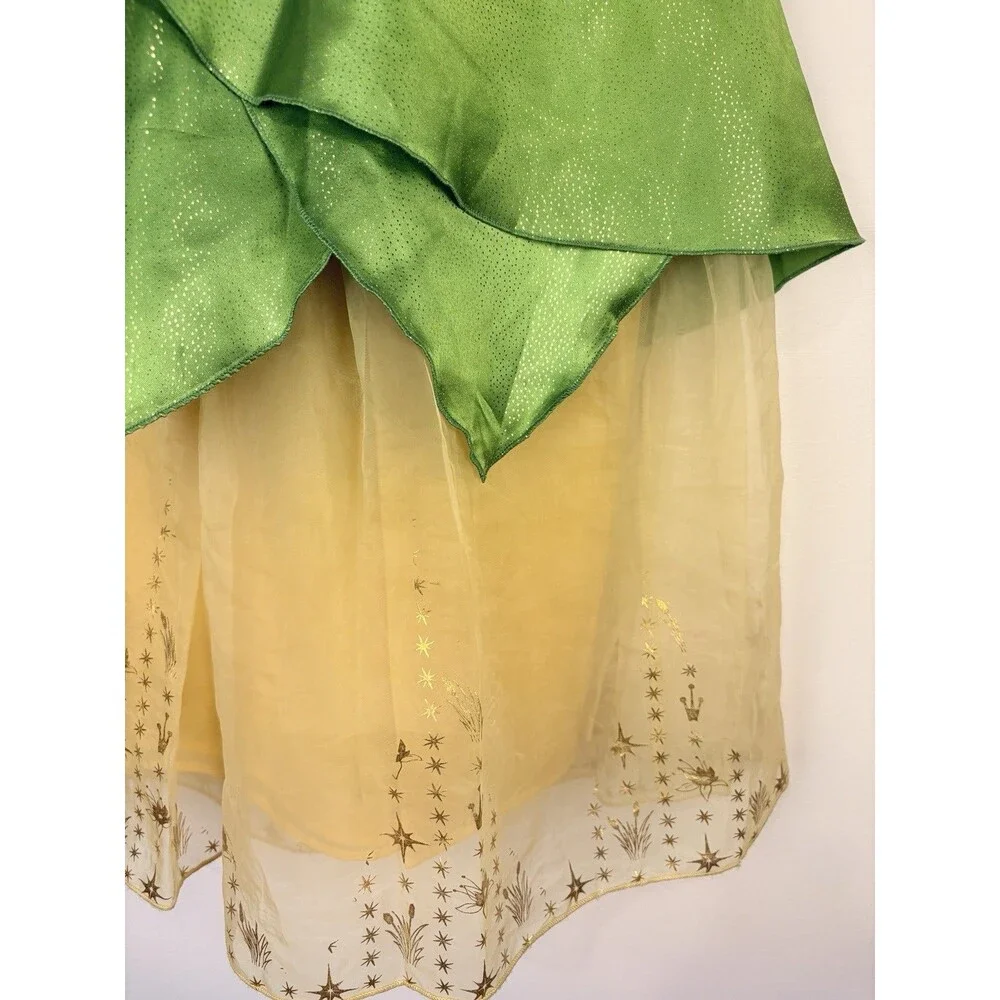 Disney Princess Tiana Dress Size 5/6 Costume Yellow Green Dress-Up Theme Park